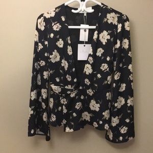 L’Academie Deep V Wrap Blouse